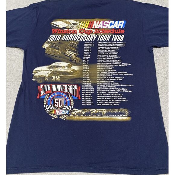 Vintage Nascar Winston Cup Shirt Mens L Blue 1998 50th Anniversary Read - Picture 6 of 6